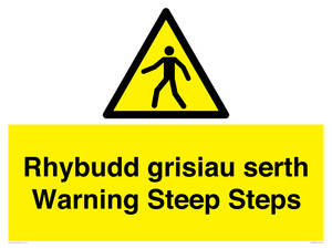 Rhybudd grisiau serth Warning Steep Steps